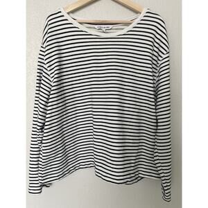 Elizabeth and James French Terry Striped Sweatshirt Size XXL Black White